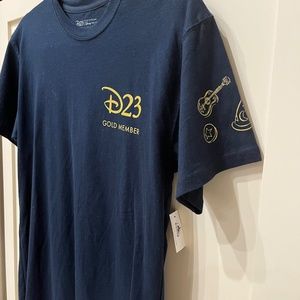 Disney D23 Gold Member Navy T Shirt with Gold Writing - Size Small - NWT